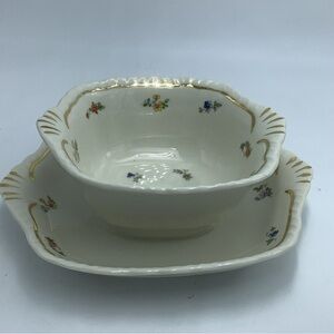 Vintage Warwick China Floral Bowl with Attached Underplate